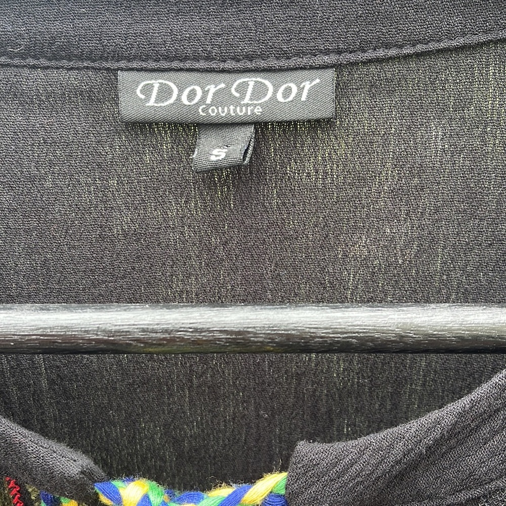 Anthropologie Dor Dor Couture Embroidered Beaded Rhinestone Fringe Shacket Top - Picture 9 of 16